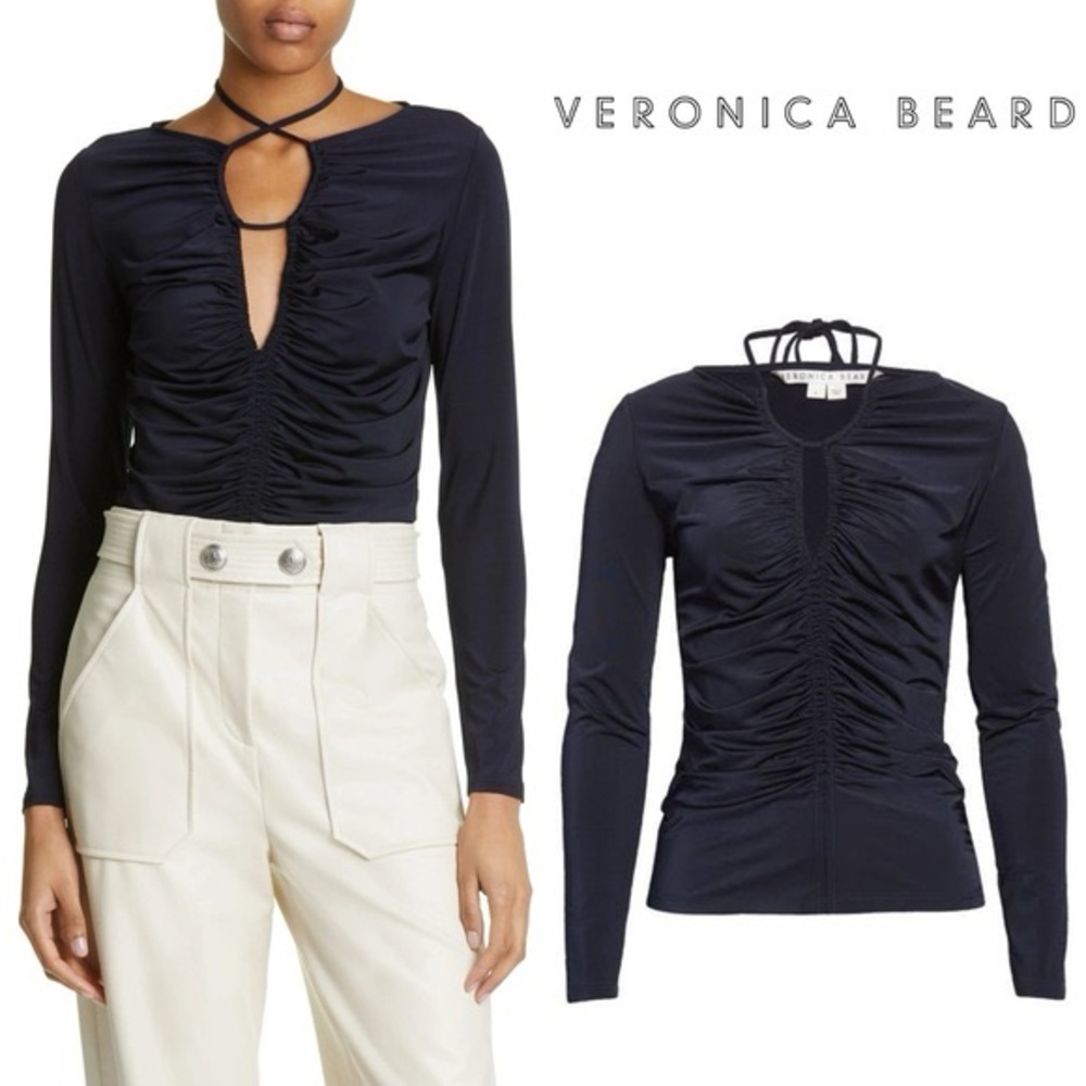 Veronica Beard Roque Ruched Tie Top